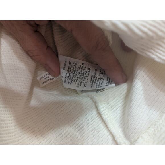 Long sleeve ribbed cotton v-neck long sleeve cropped tied blouse size Large - Picture 4 of 9